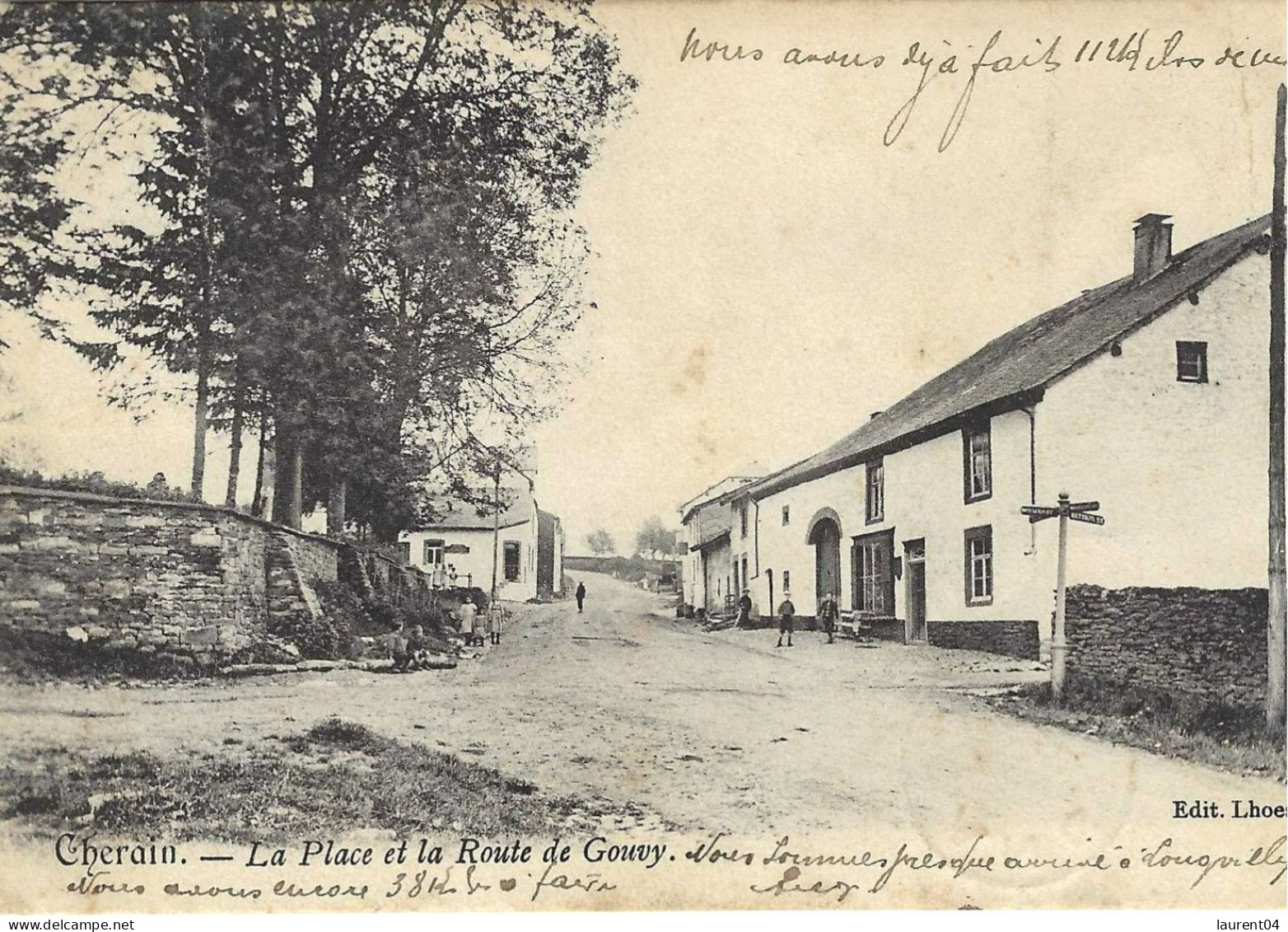 GOUVY. CHERAIN.  LA PLACE ET LA ROUTE DE GOUVY. BELLE ANIMATION.