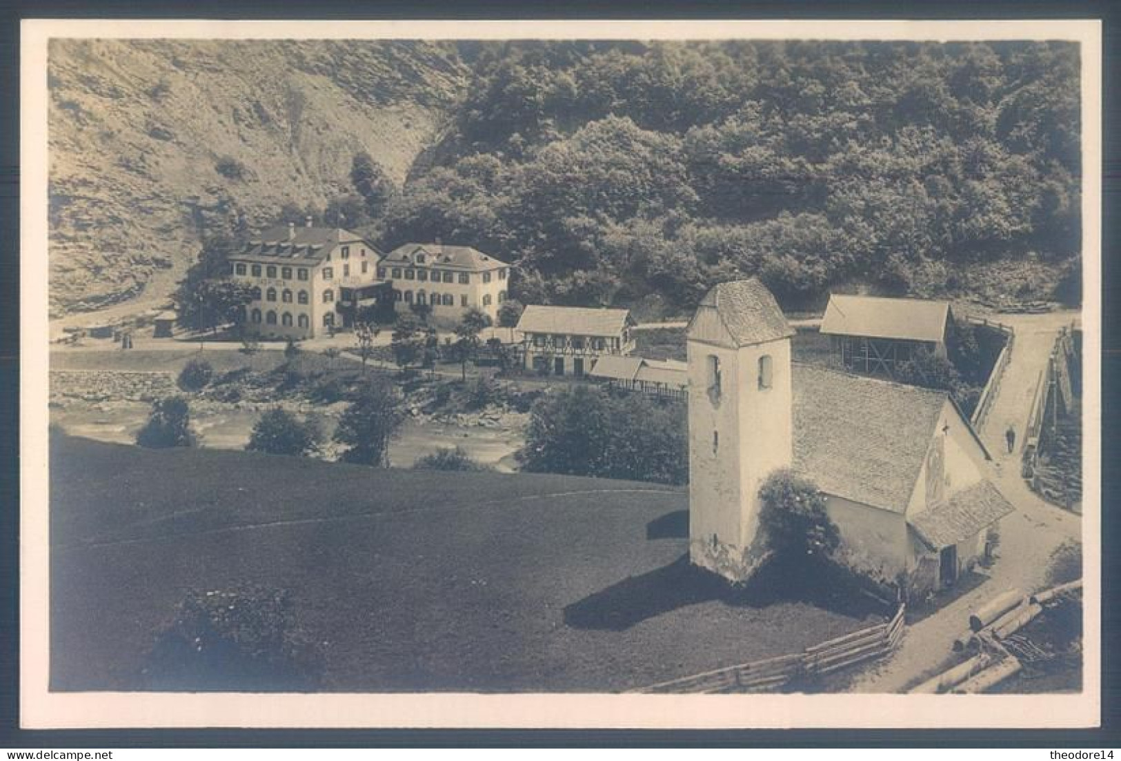 GR Grisons AK LUMNEZIA Stahlbad Peiden mit Kirche