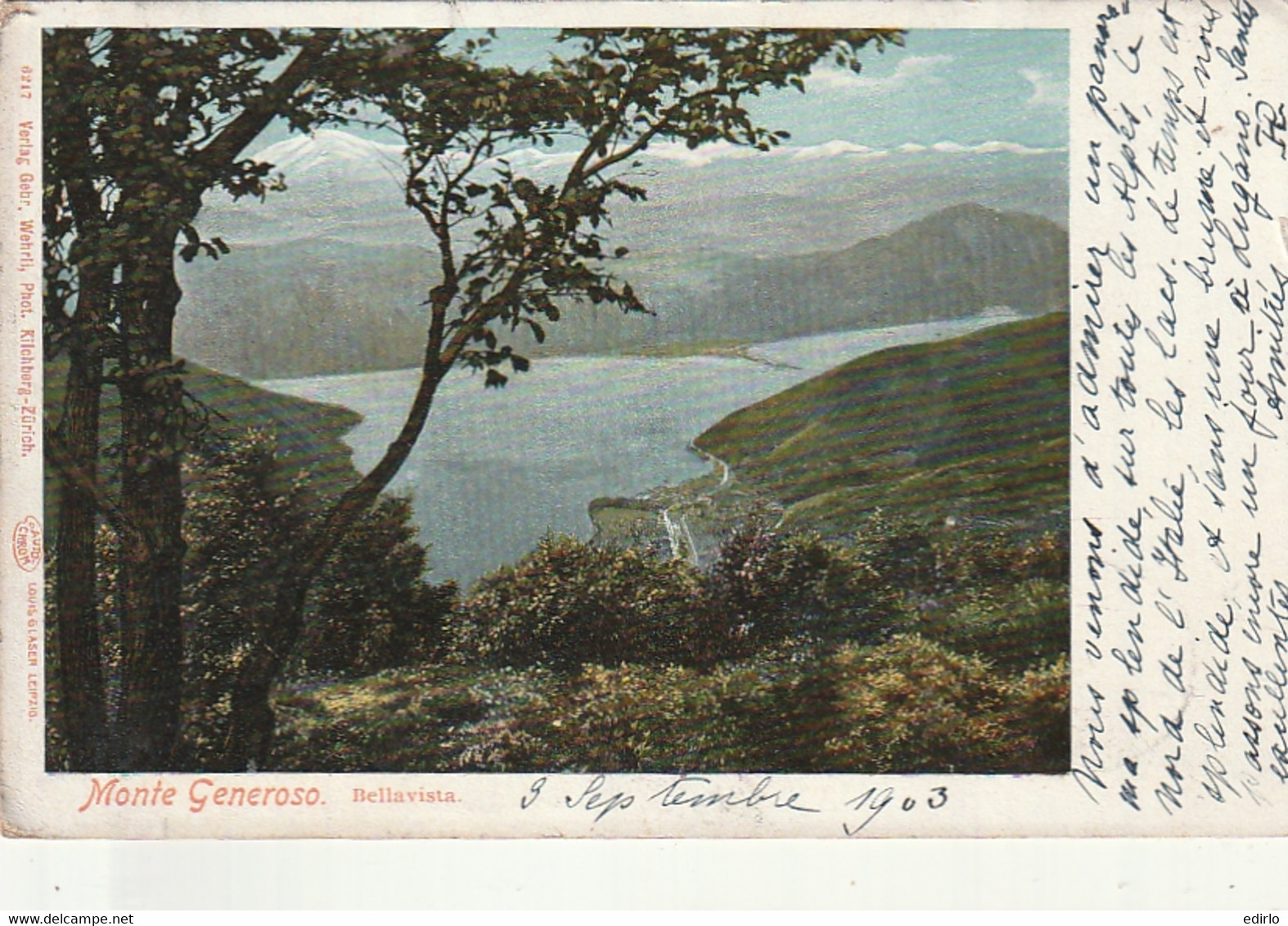 *** GR  *** GRISONS  --  monte GENEROSO Bellavista - stamped/timbrée TTB  1903