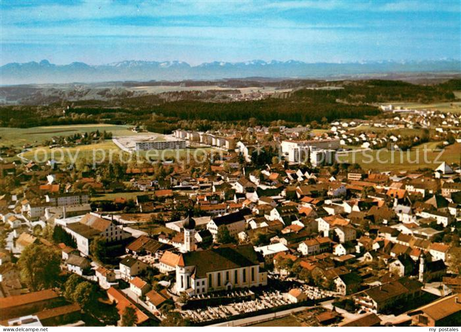 Grafing Muenchen Alpenkette Fliegeraufnahme