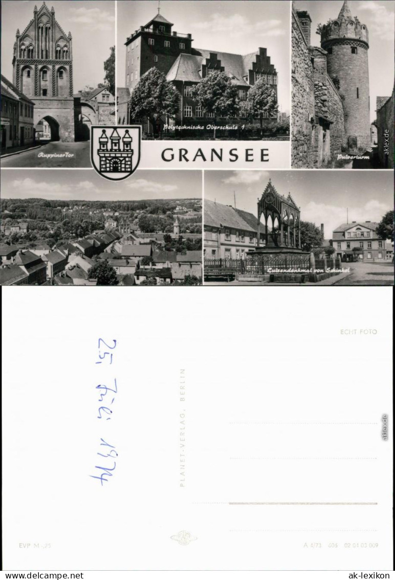 Gransee Ruppiner Tor, Oberschule, Pulverturm, Panorama, Lubendenkmal 1973