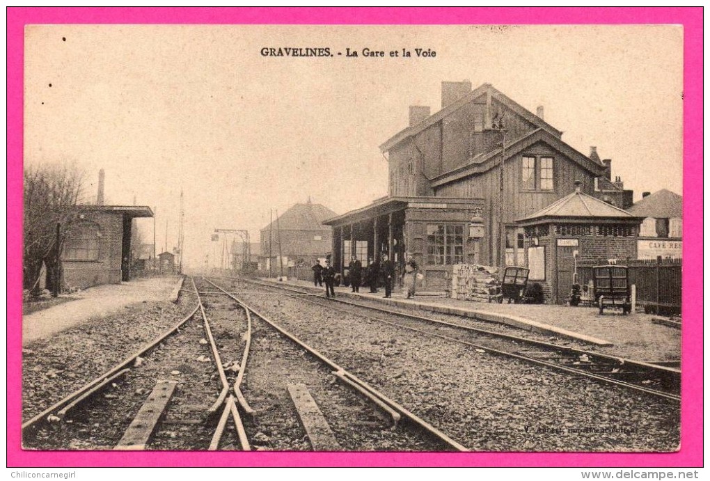 Gravelines - La Gare et la Voie - Animée - LL - 1919