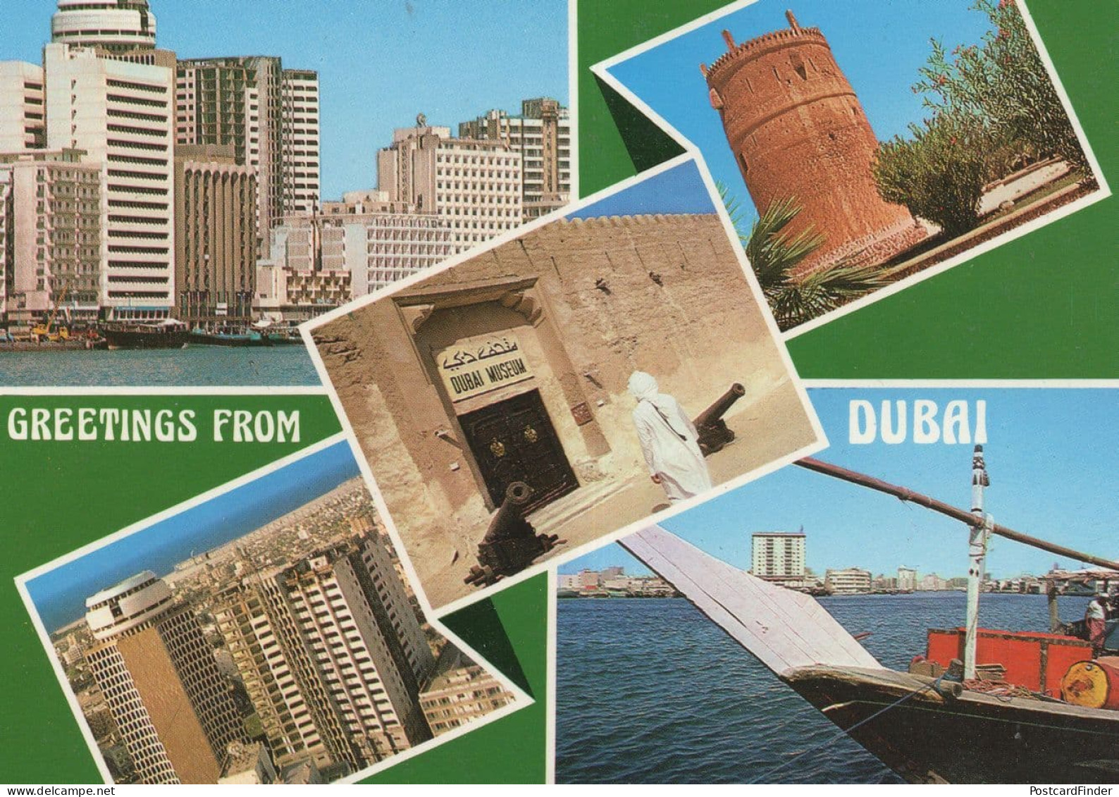 Greetings From Dubai Boats Skyscraper Middle East Postcard
