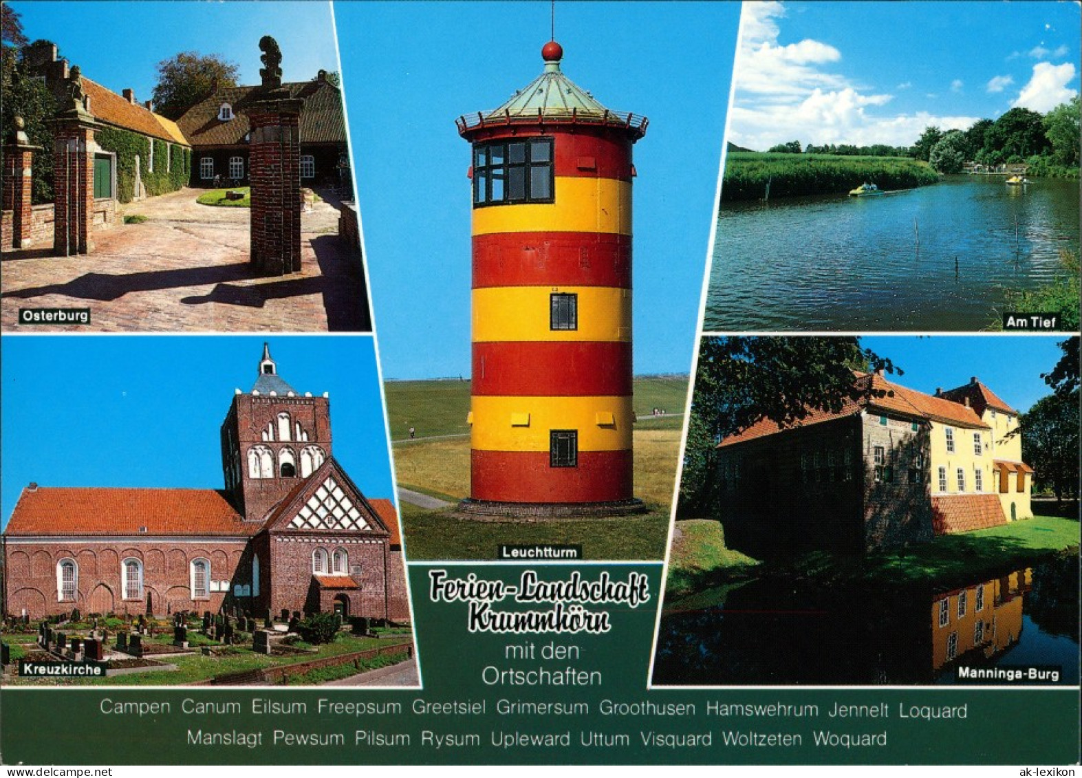 Greetsiel-Krummhörn Leuchtturm, Osterburg, Kreuzkirche, Tief, Manninga-Burg 1991
