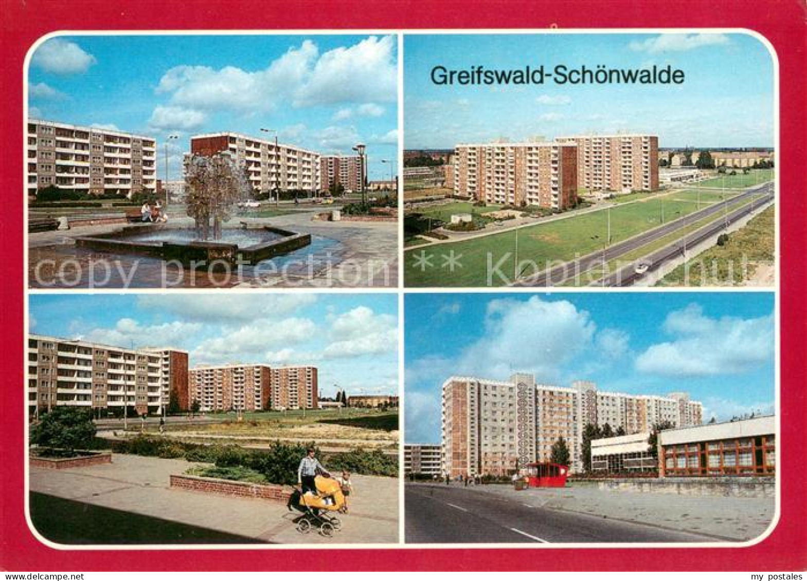 Greifswald Neubaugebiet Schoenwalde Brunnen Hochhaeuser Sporthalle