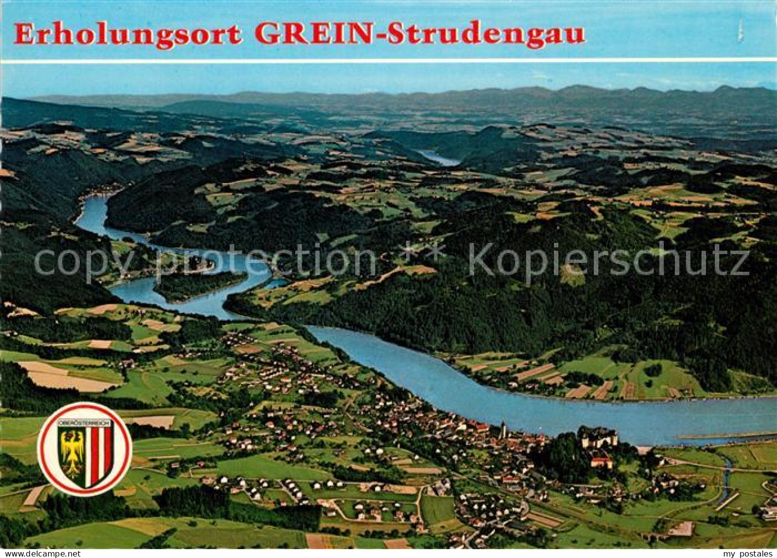 Grein Donau Oberoesterreich Fliegeraufnahme