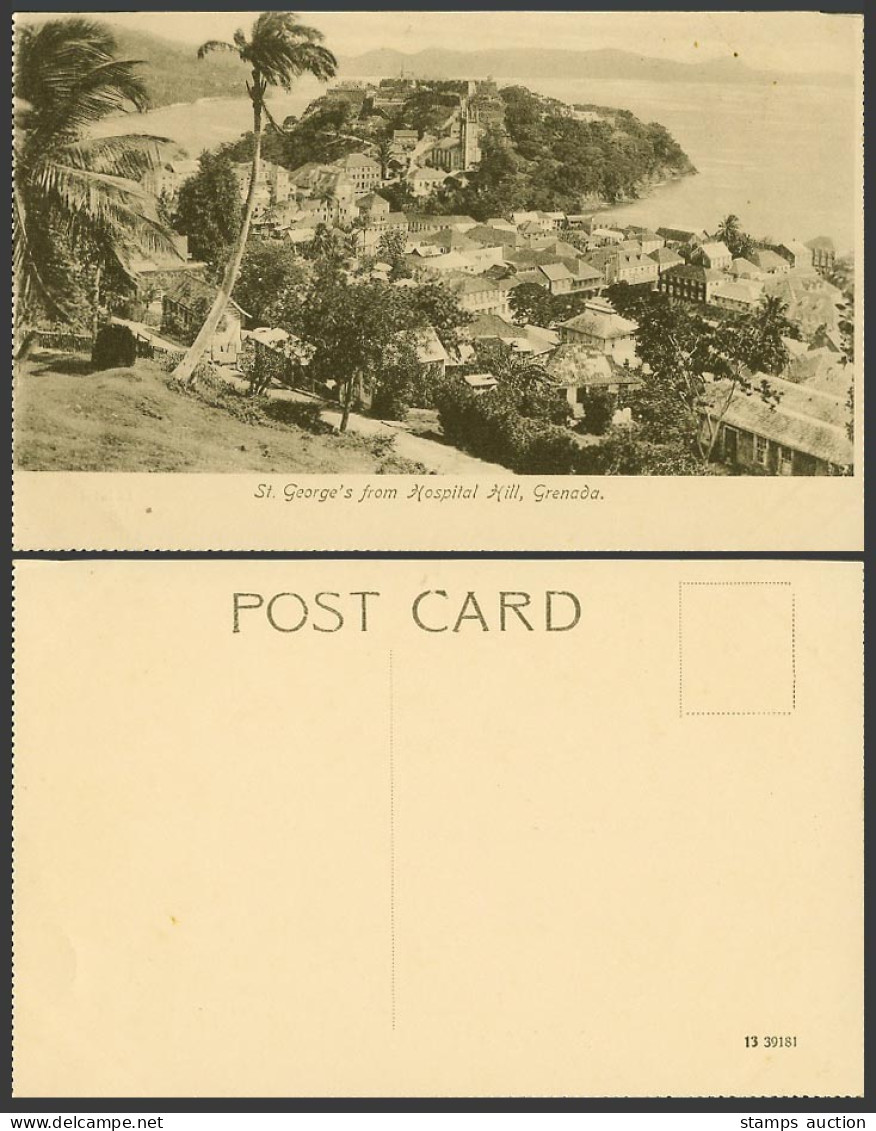 Grenada Old Postcard St. George's from Hospital Hill Palms Panorama General View