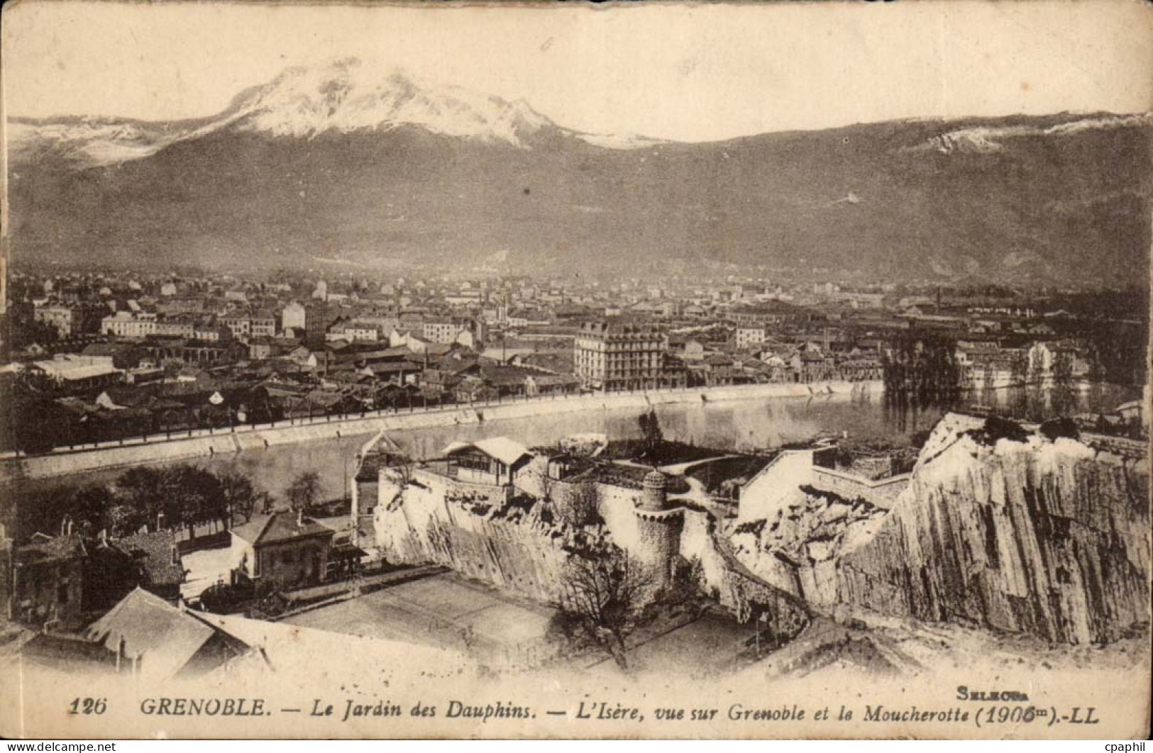 Grenoble CPA Le jardin des DAuphins l'Isere vue sur Grenoble et le Moucherotte