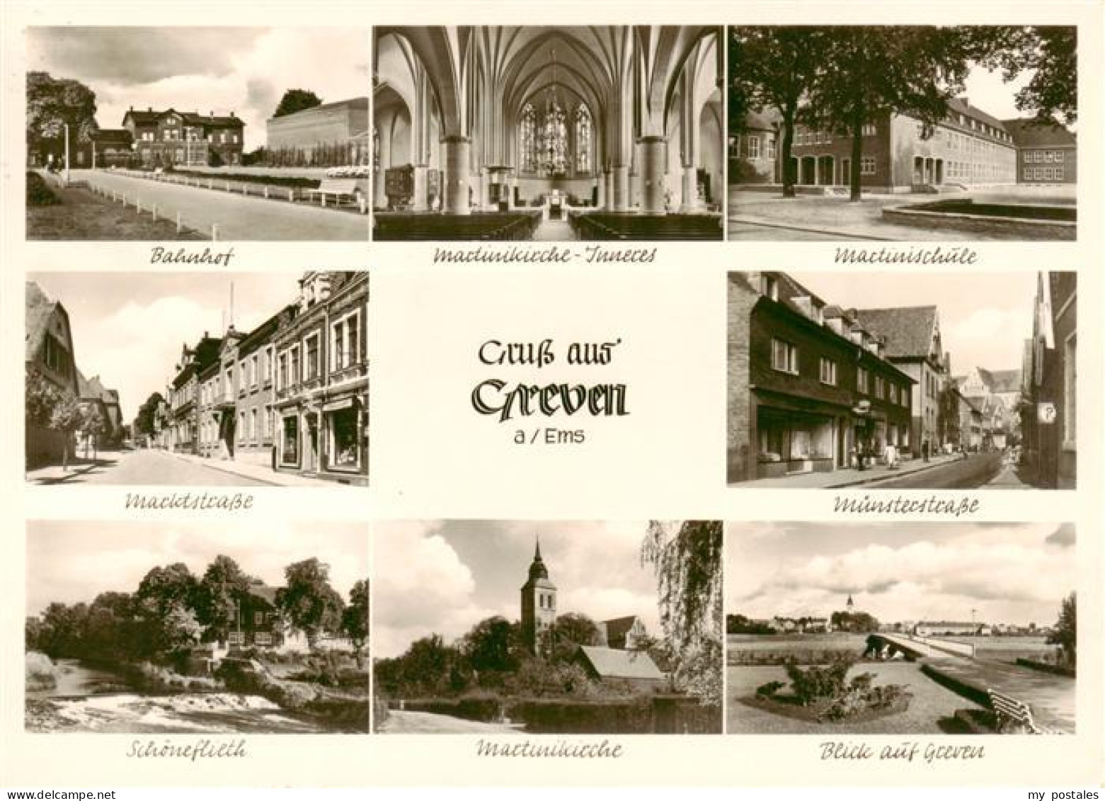 Greven  Westfalen Bahnhof Inneres der Martinikirche Schule Marktstrasse Muenster