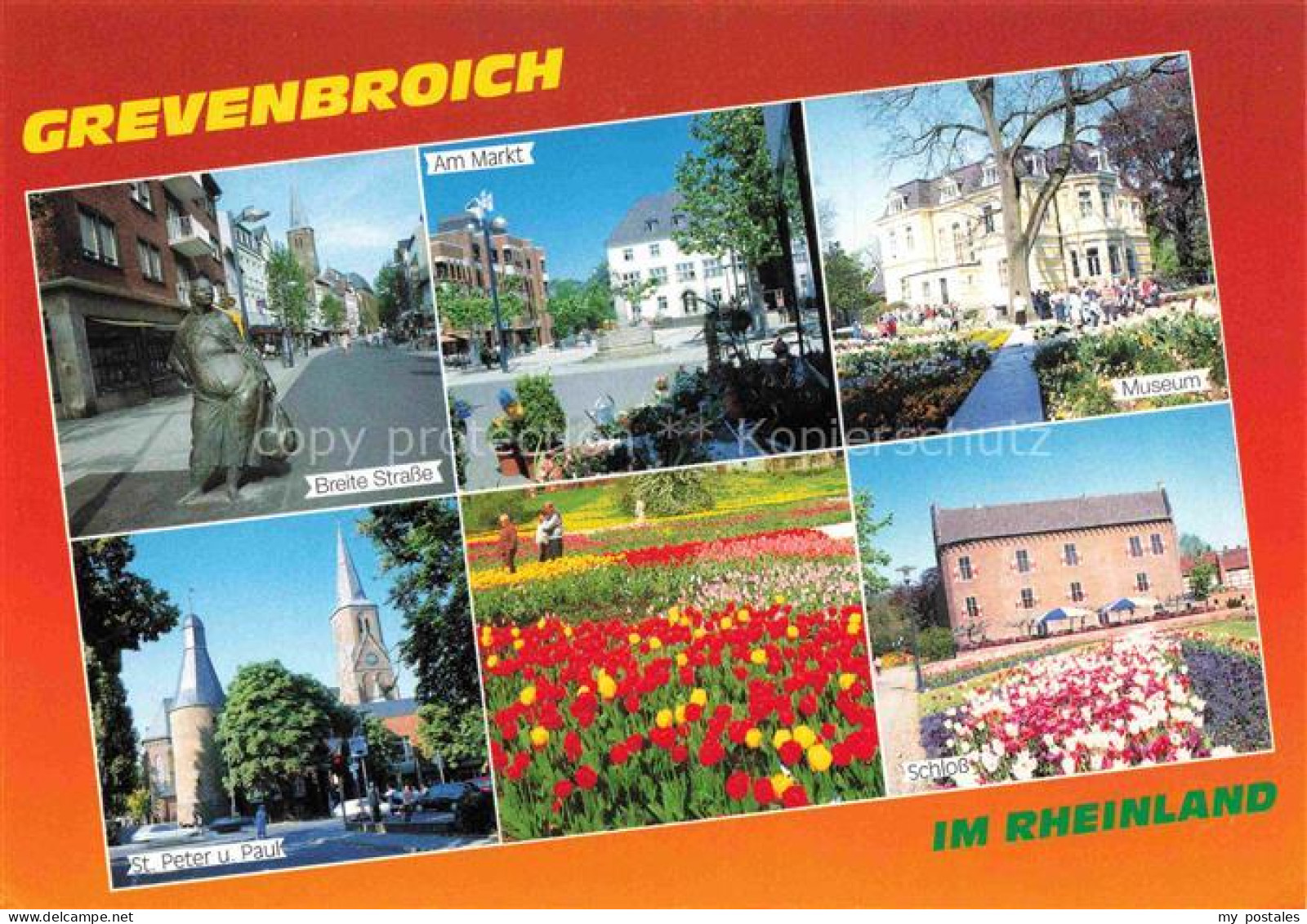 Grevenbroich NRW Breite Strasse Denkmal Markt Museum Kirche Tulpenbeet Schloss