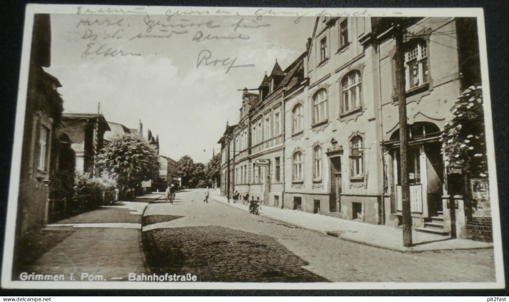 Grimmen i. Pommern , 1937 , Bahnhofstraße Mecklenburg , Ansichtskarte , CPA , AK !!