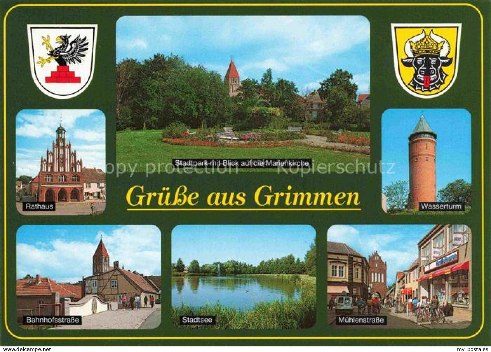 Grimmen Mecklenburg-Vorpommern Stadtpark Marienkirche Rathaus Wasserturm Bahnhof