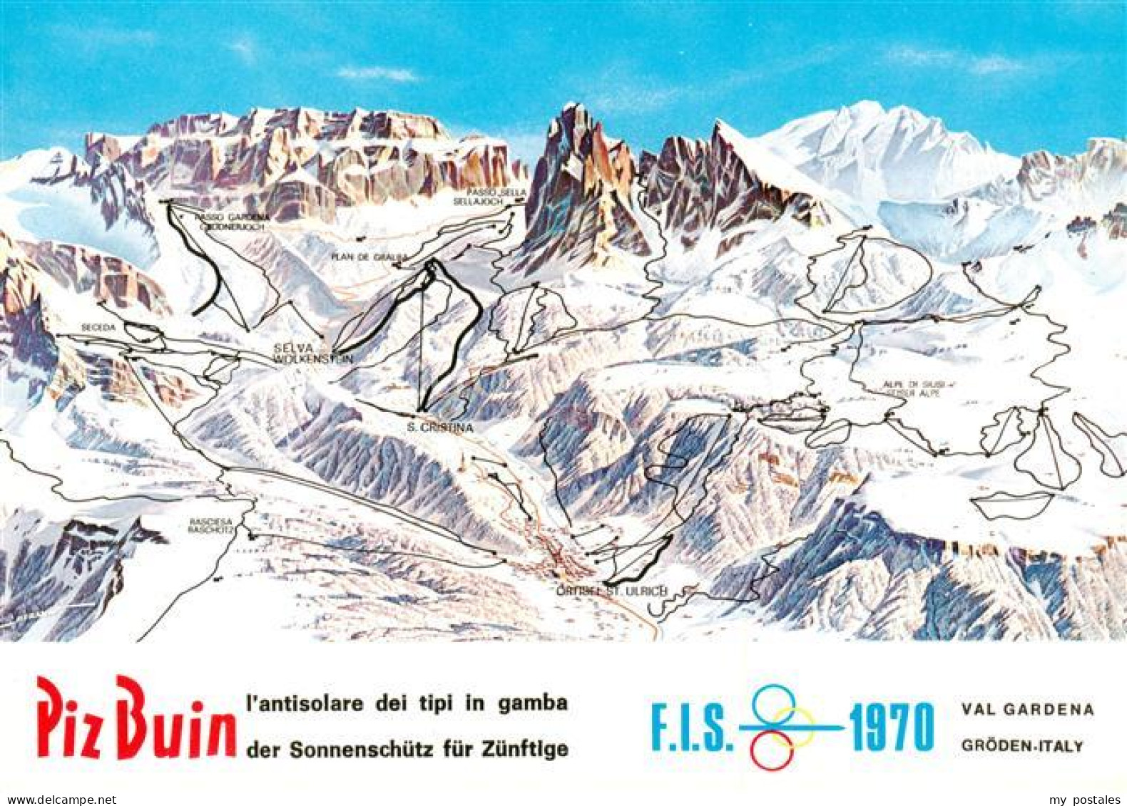 Groeden St Ulrich-Groeden Suedtirol IT uebersichtskarte Skigebiet Skiweltmeister