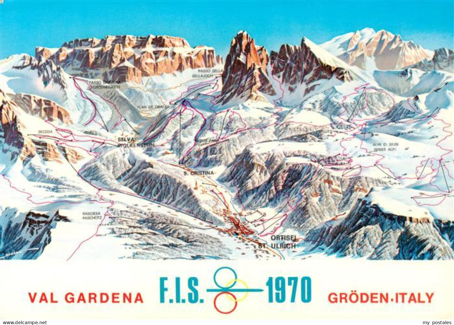 Groeden St Ulrich-Groeden Suedtirol IT uebersichtskarte Skigebiet Skiweltmeister