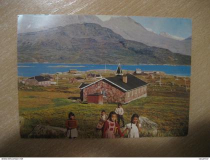 IGALIKO Children at the School South Godthab Nuuk 1979 cancel postcard GREENLAND Denmark Gronland