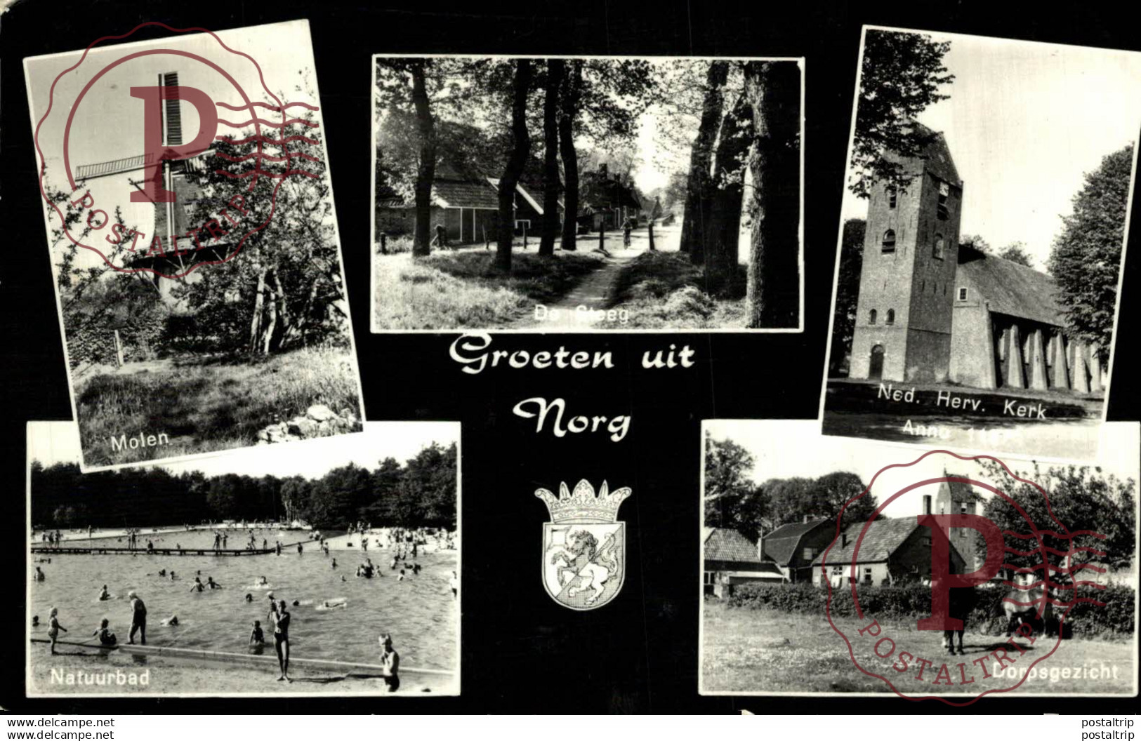 Groeten uit Norg Molen Ned Herv Kerk Dorpsgezicht Natuurbad  DRENTHE HOLLAND HOLANDA NETHERLANDS