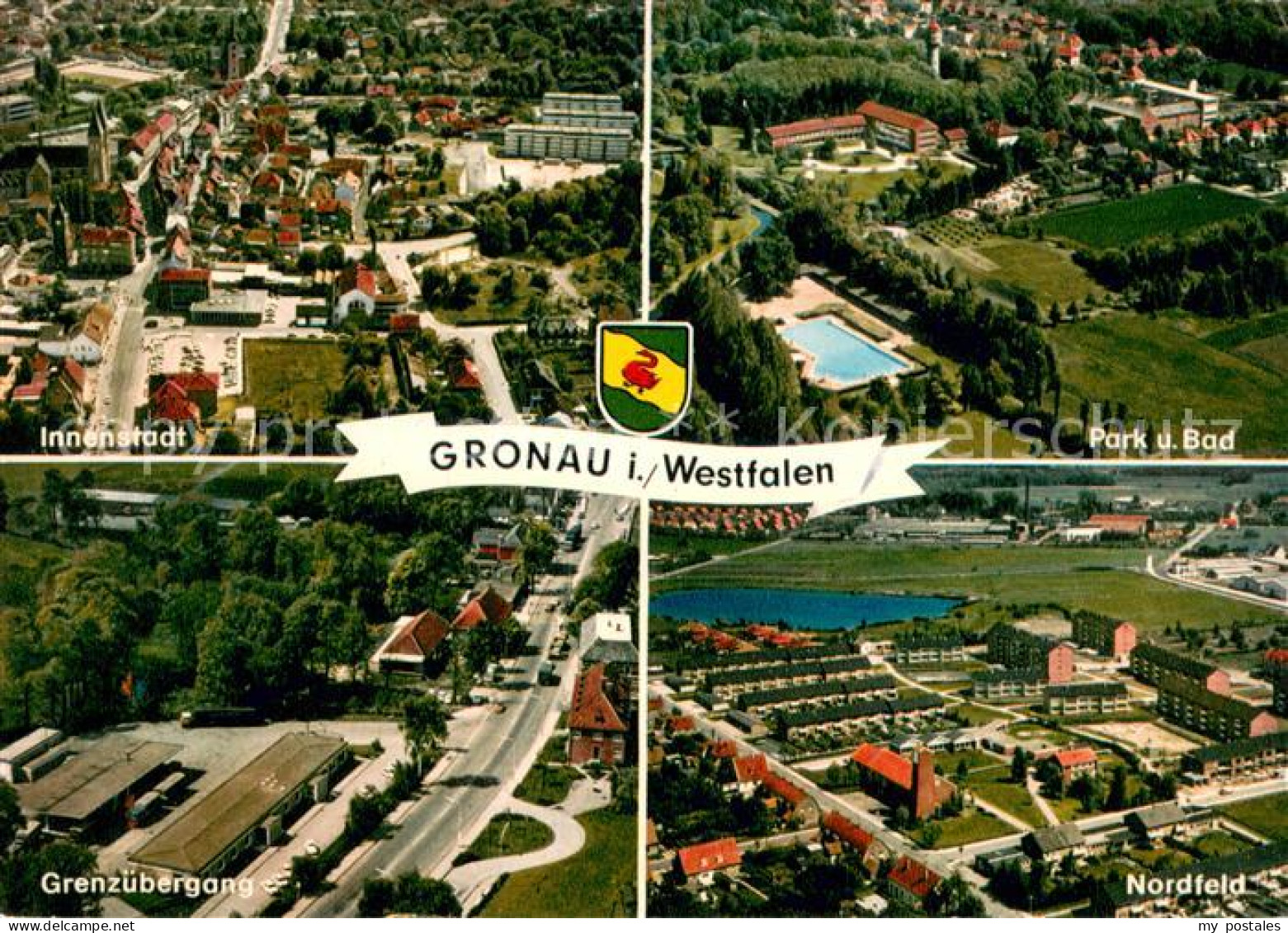 Gronau Westfalen Fliegeraufnahmen mit Innenstadt Park und Bad Grenzuebergang Nor