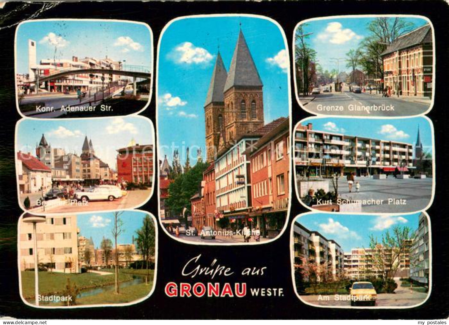 Gronau Westfalen Konrad Adenauer Strasse Partie Innenstadt Platz Stadtpark Kirch