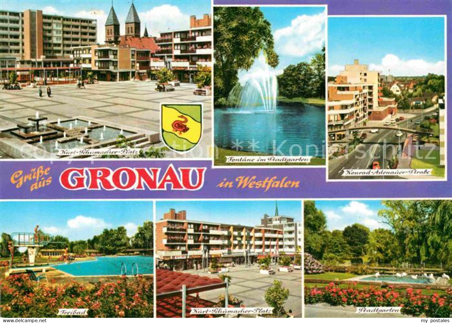 Gronau Westfalen Kurt Schumacher Platz Fontaene Konrad-Adenauer Strasse Freibad