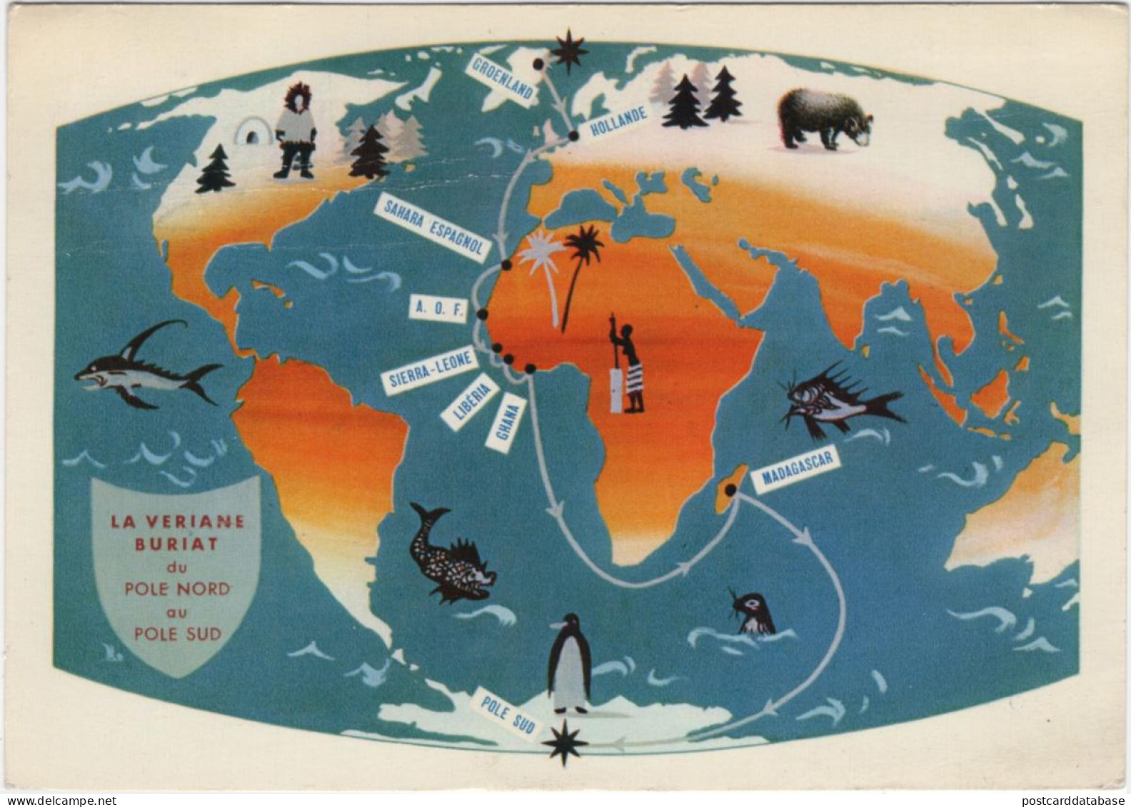 Gronland - La veriane buriat du Pole Nord au Pole Sud - & map