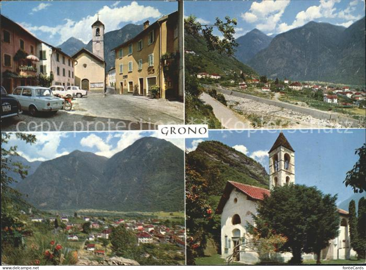 Grono Dorfpartie Kirche Panorama