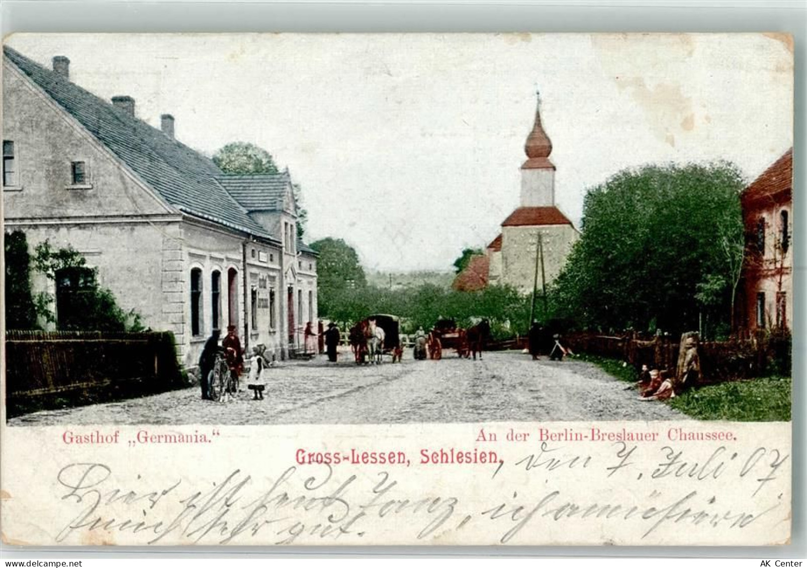 Groß-Lessen Lesniow Wielki 1907 - Gasthaus Germania An der Berlin-Bresla... - 13633451