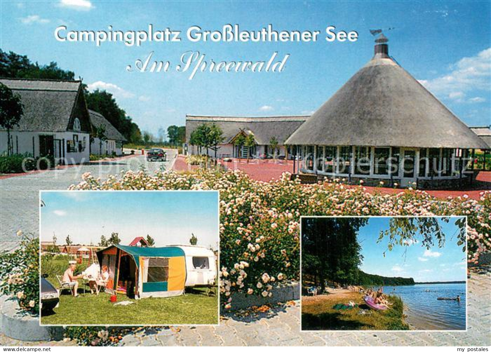 Gross Leuthen Campingplatz Grossleuthener See am Spreewald Uferpartie am See