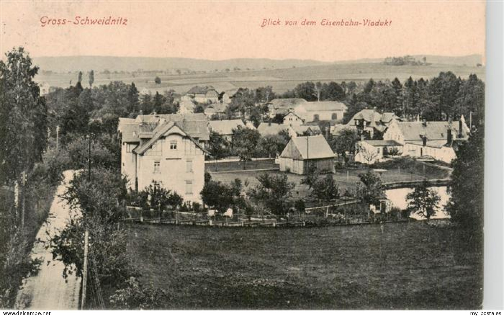 Gross-Schweidnitz Grossschweidnitz Loebau Sachsen Blick von dem Eisenbahn Viaduk