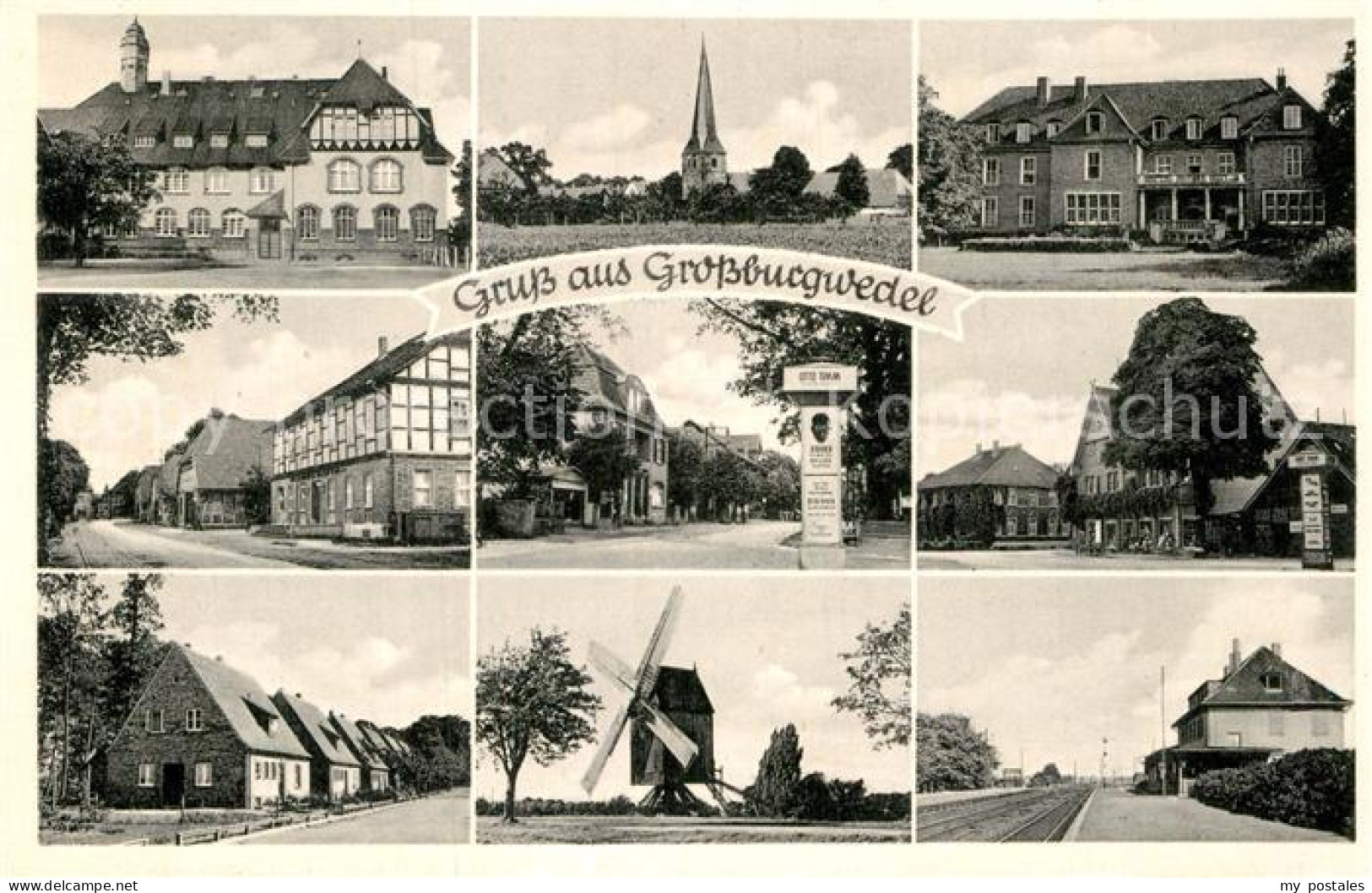 Grossburgwedel Rathaus Kirche Windmuehle Motive