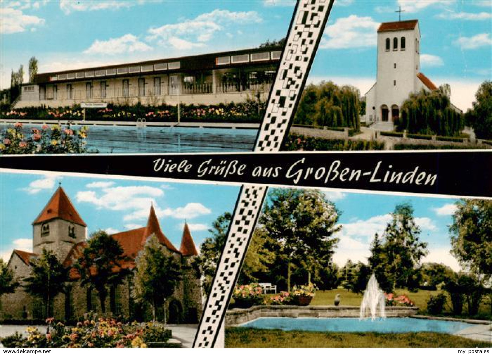 Grossen-Linden Linden Hessen Schwimmbad Kirchen Park Brunnen