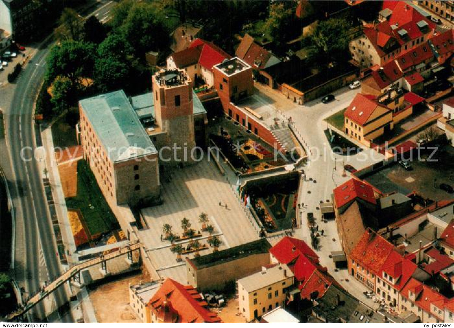 Grossenhain Sachsen Fliegeraufnahme Schloss mit Bergfried