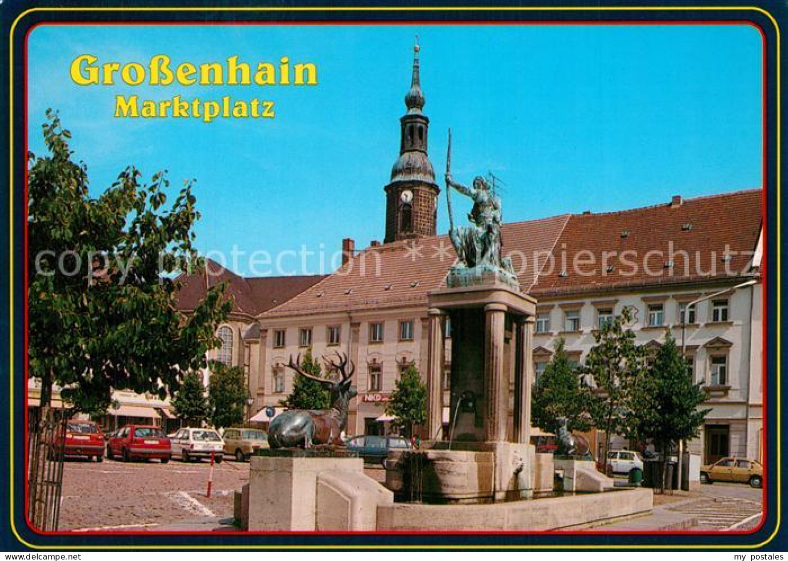 Grossenhain Sachsen Marktplatz mit Dianabrunnen