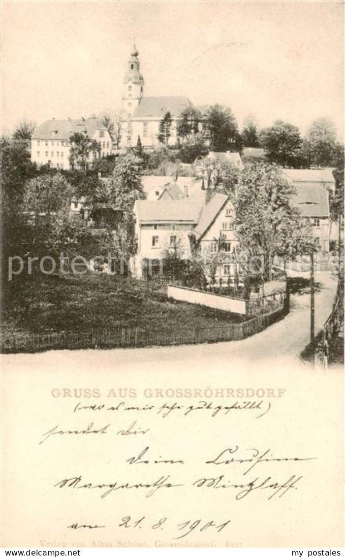 Grossroehrsdorf Sachsen Teilansicht mit Kirche