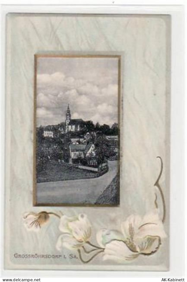Großröhrsdorf, Prägekarte mit Blick auf die Kirche ungelaufen Gute Erhal... - 39030956