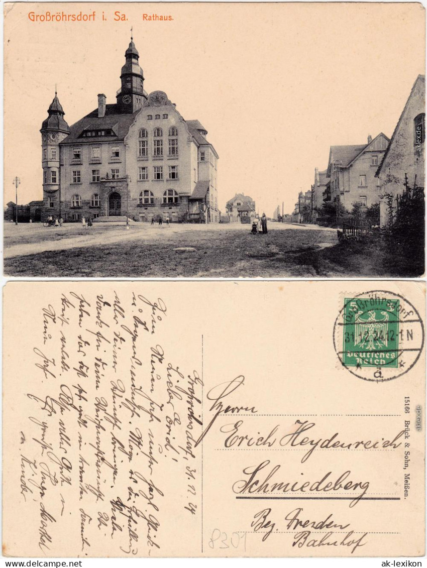 Großröhrsdorf Straßenpartie am Rathaus b Pulsnitz Radeberg 1926