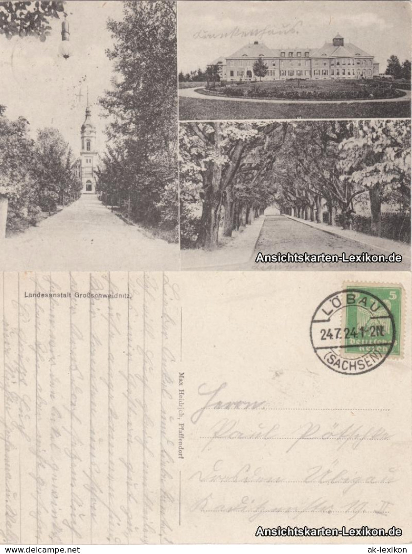 Großschweidnitz (OL) Swóca 3 Bild: Landesanstalt, Kirche und Allee 1924