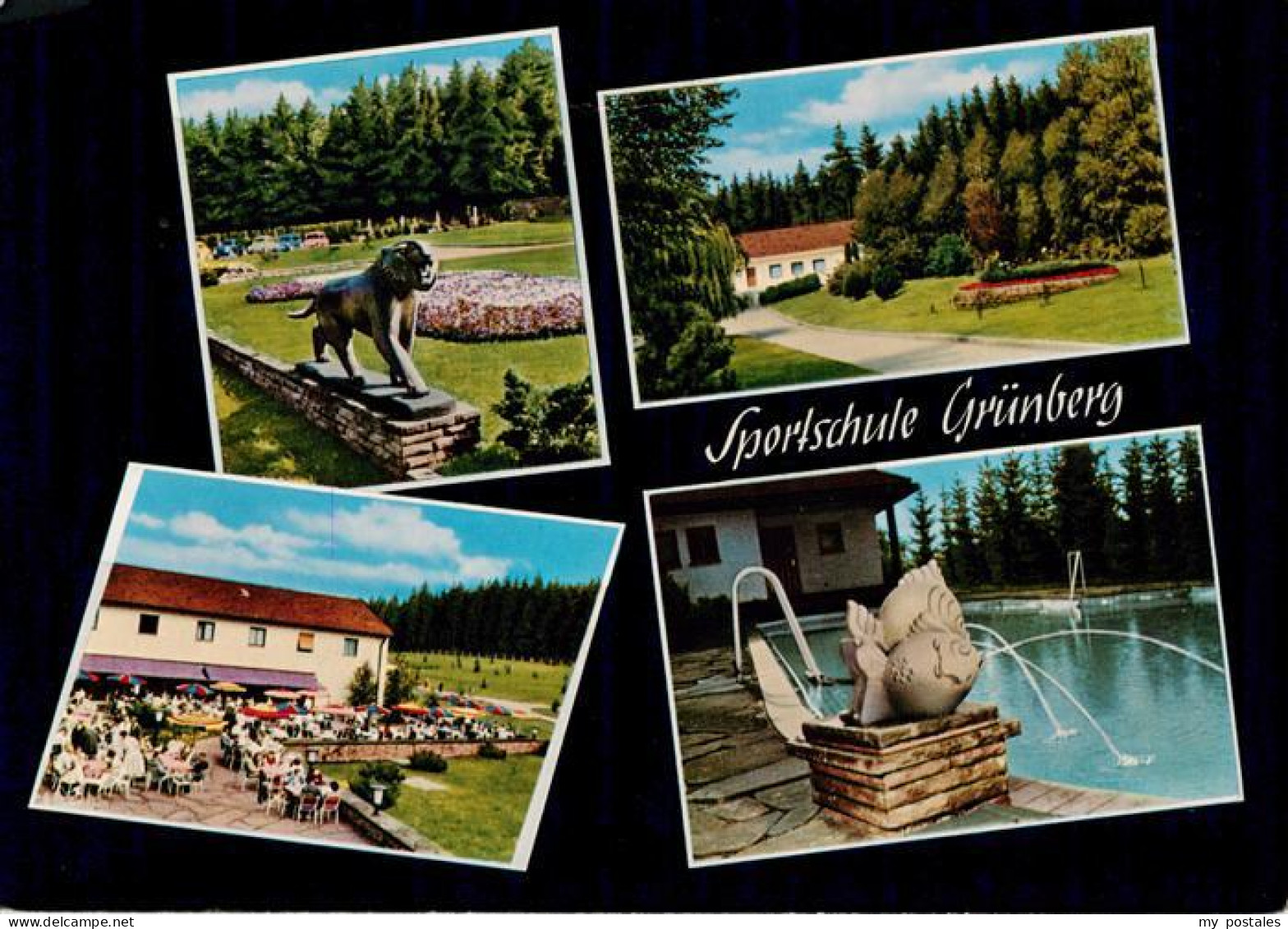 Gruenberg  Hessen Sportschule Gruenberg Terrasse Schwimmbad mit Wasserspeier Par