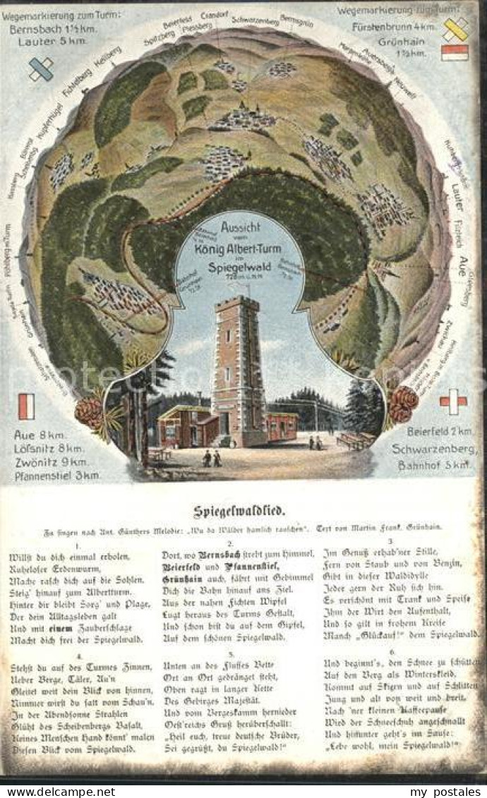 Gruenhain-Beierfeld Koenig Albert Turm im Spiegelwald Aussichtsturm Spiegelwaldl