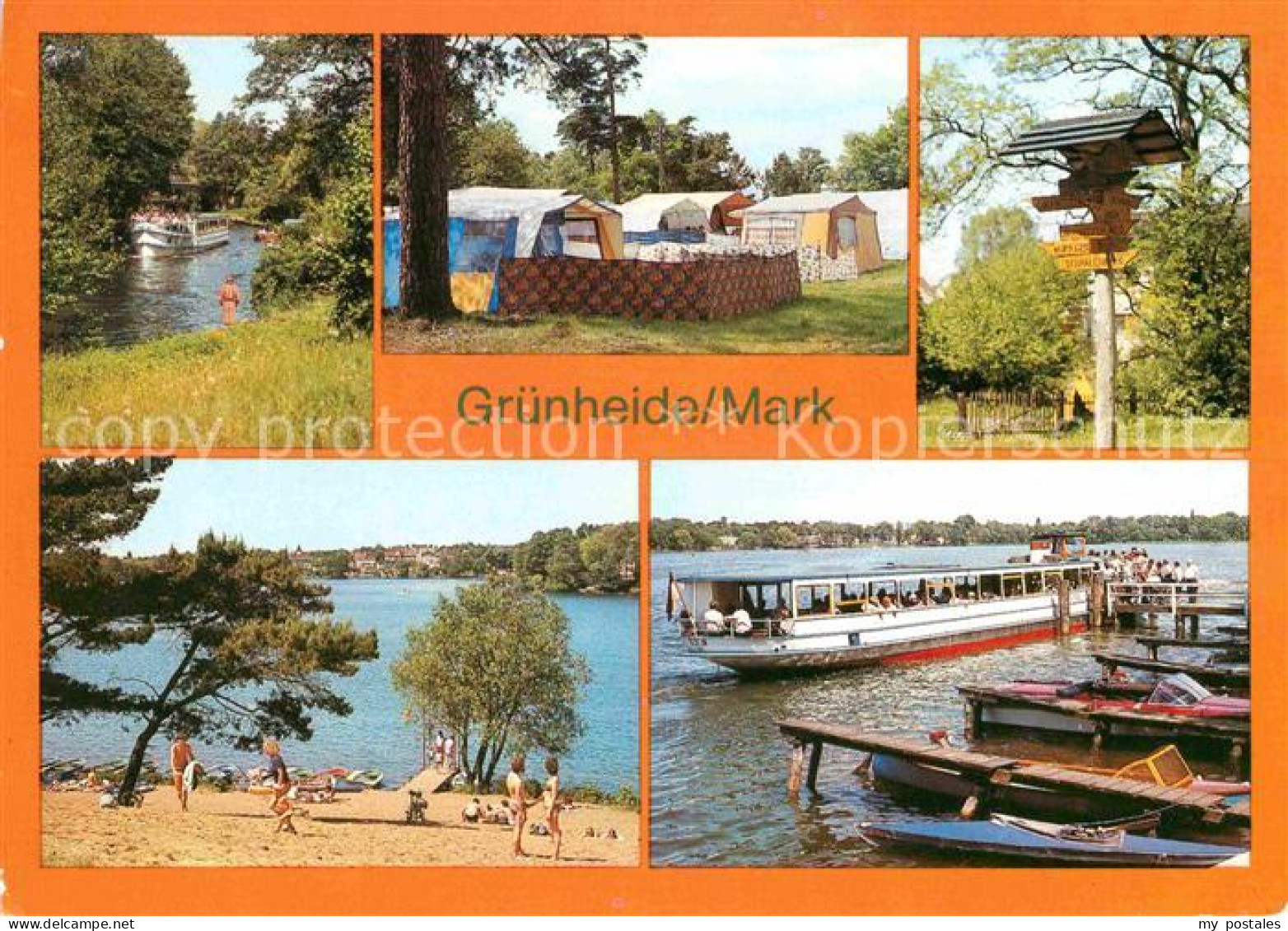 Gruenheide Mark Loecknitz Camping am Peetzsee Wanderwegweiser Werlsee Ausflugsbo