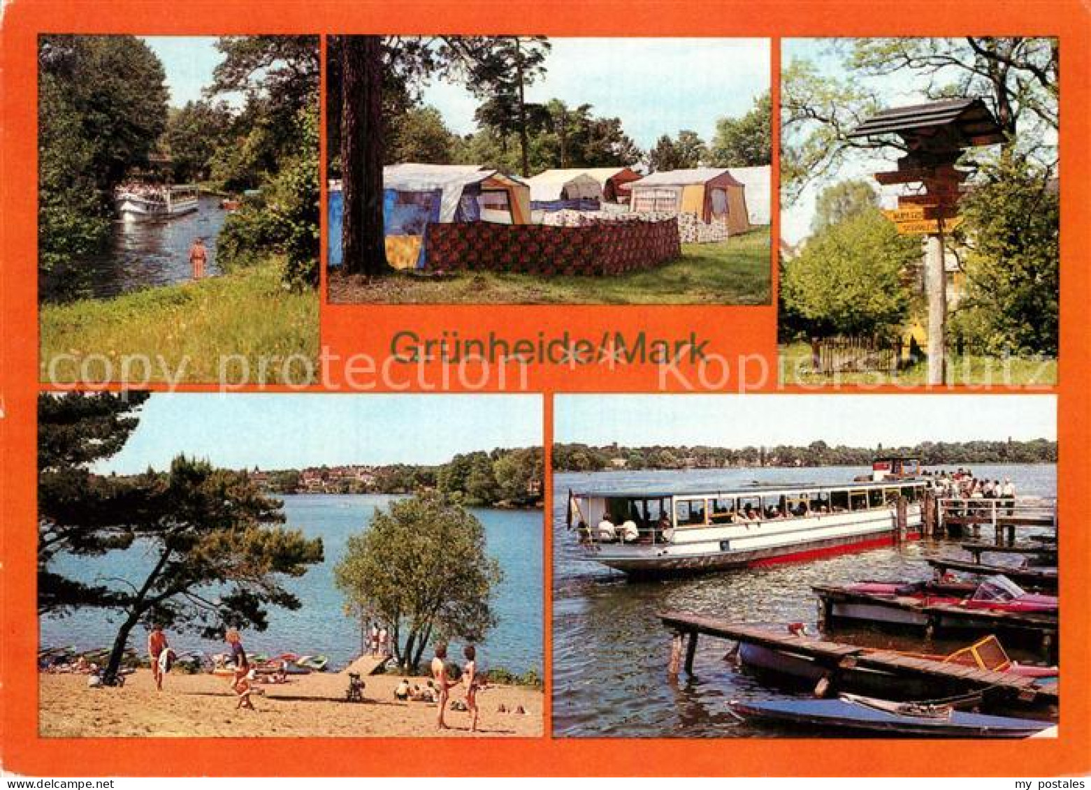Gruenheide Mark Loecknitz Camping Peetzsee Wandwegweiser Werlsee Bootsanleger Au