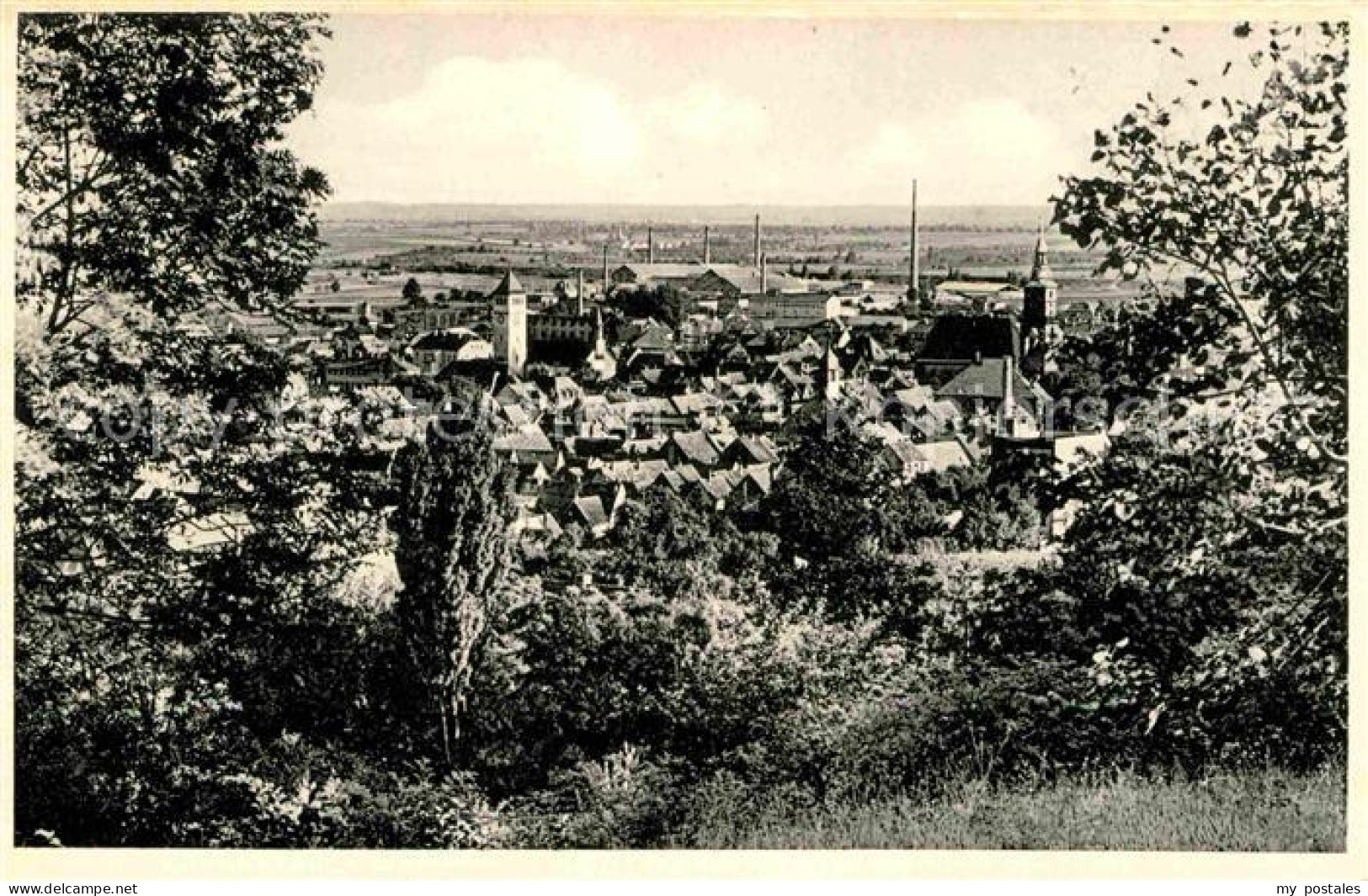 Gruenstadt Panorama Kirche Weinstrasse