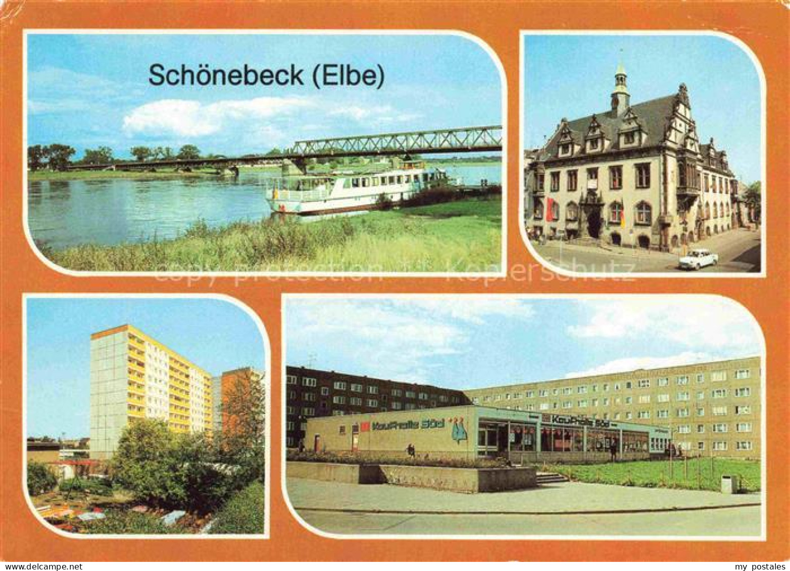 Gruenwalde Elbe Schoenebeck Ernst-Thaelmann-Bruecke Rathaus Moskauer-Strasse Kau