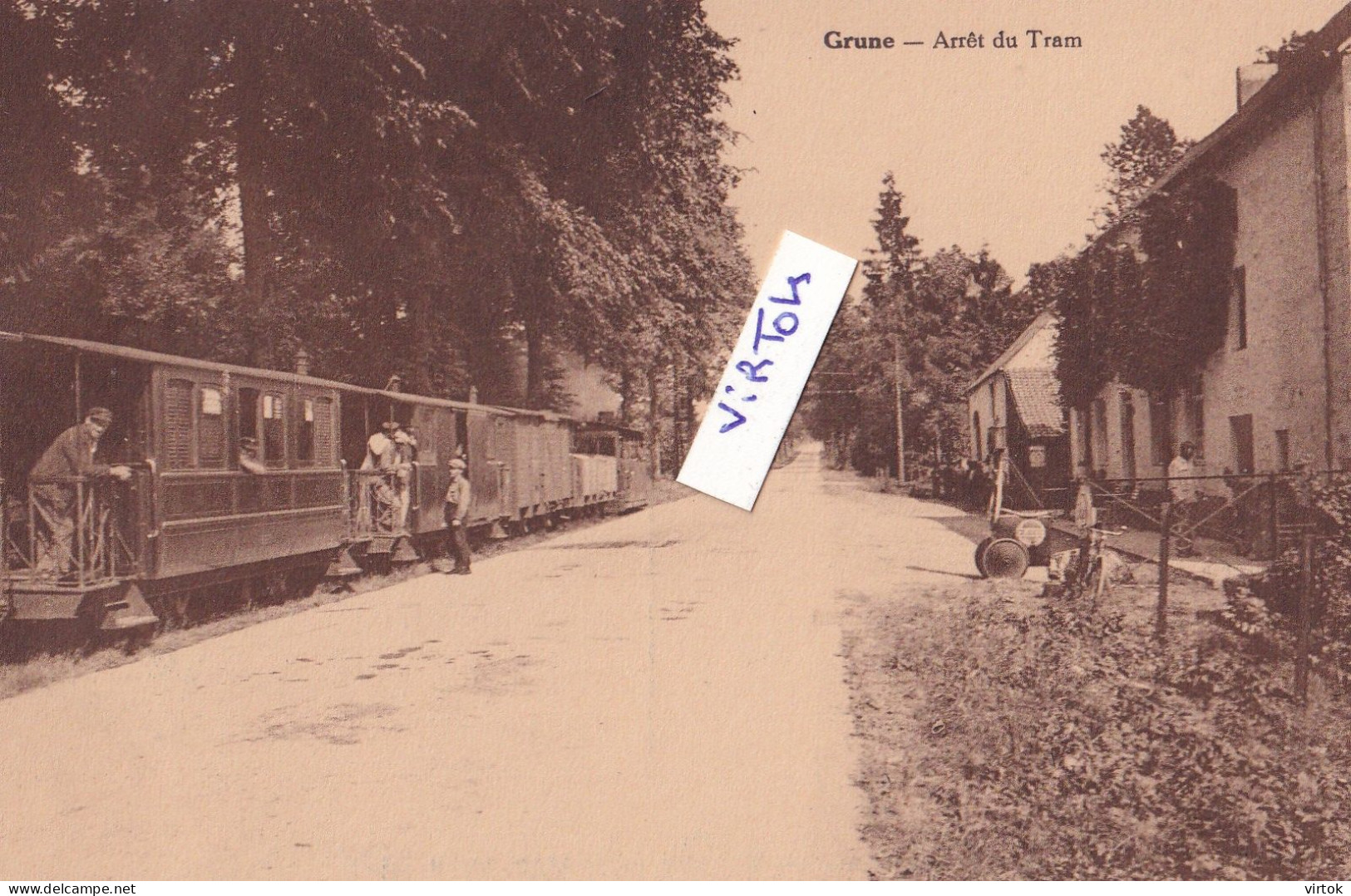 GRUNE-NASSOGNE "ARRET DU TRAM AVEC TRAM A VAPEUR-STOOMTRAM " DESAIX '