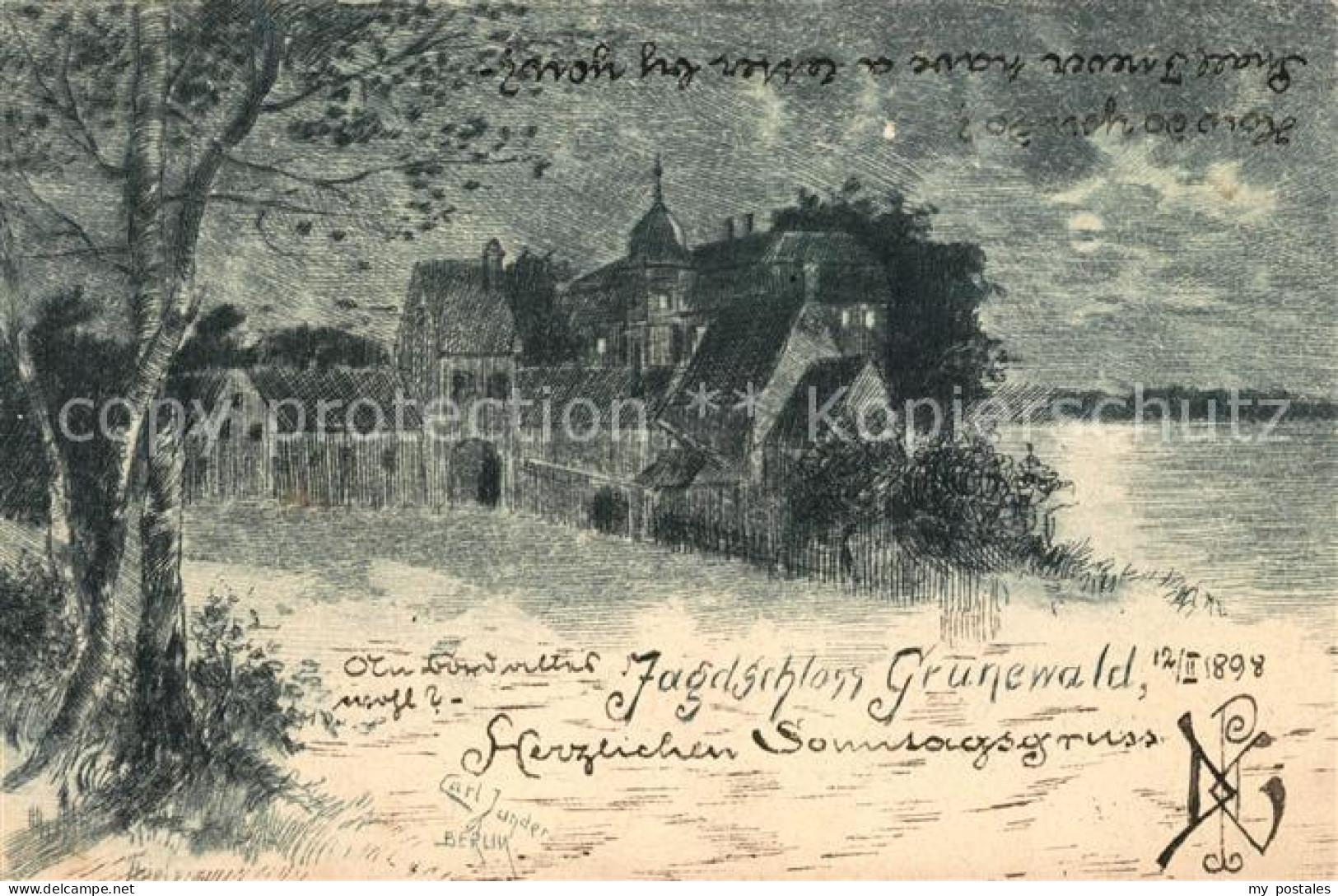 Grunewald Berlin Jagdschloss Grunewald Zeichnung
