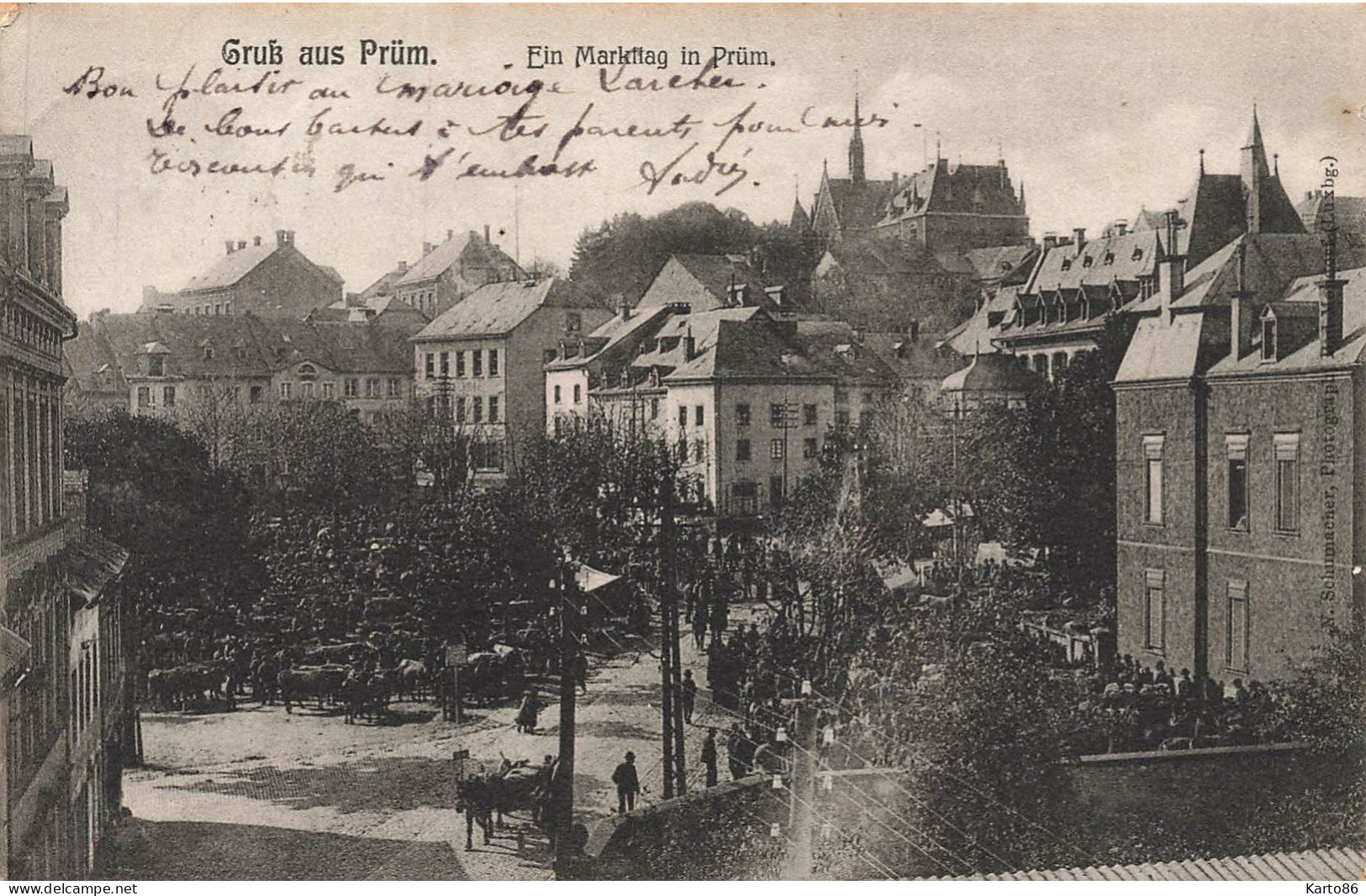 grus aus prüm * 1908 * ein markttag in Prüm * prume pruem germany allemagne