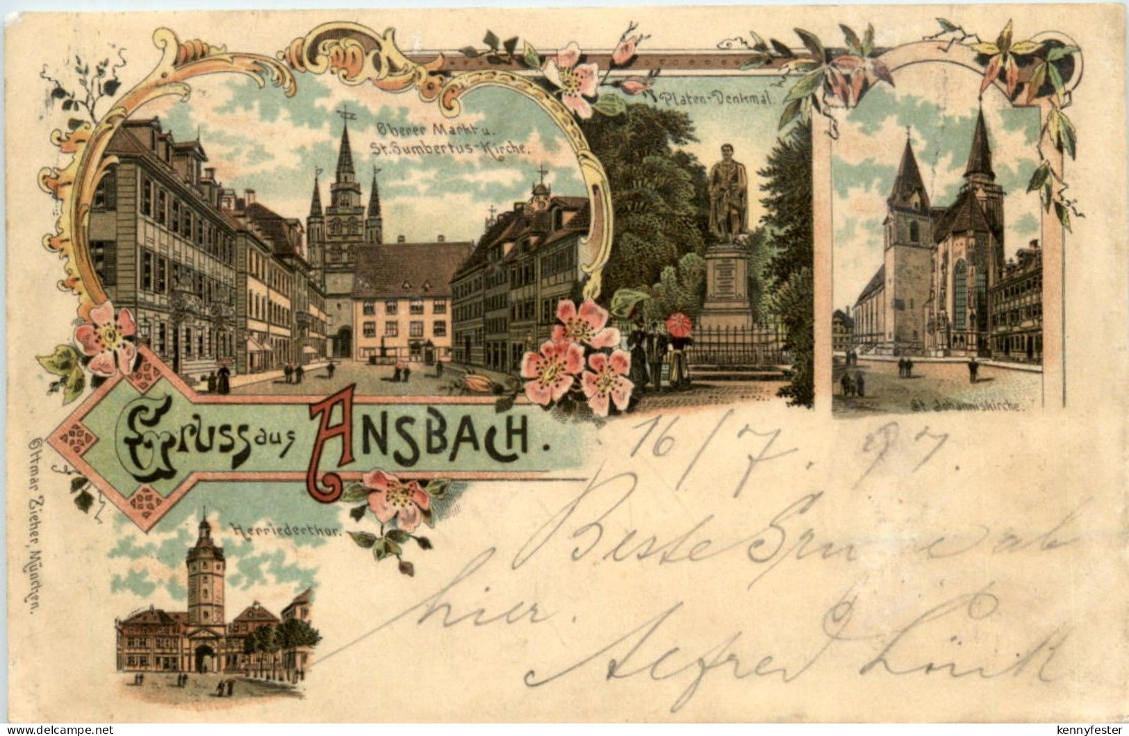 Gruss aus Ansbach - Litho