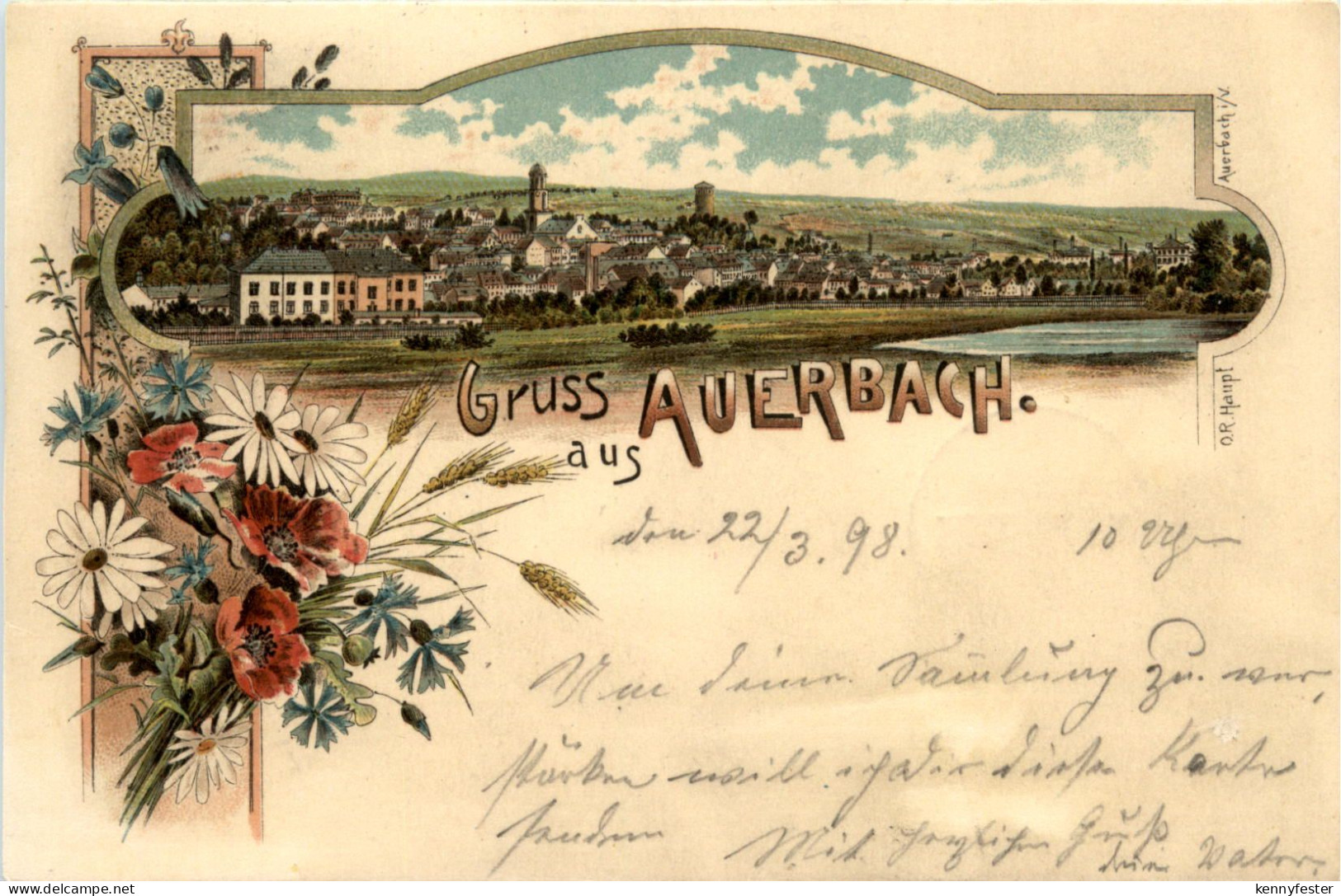 Gruss aus Auerbach Vogtland - Litho