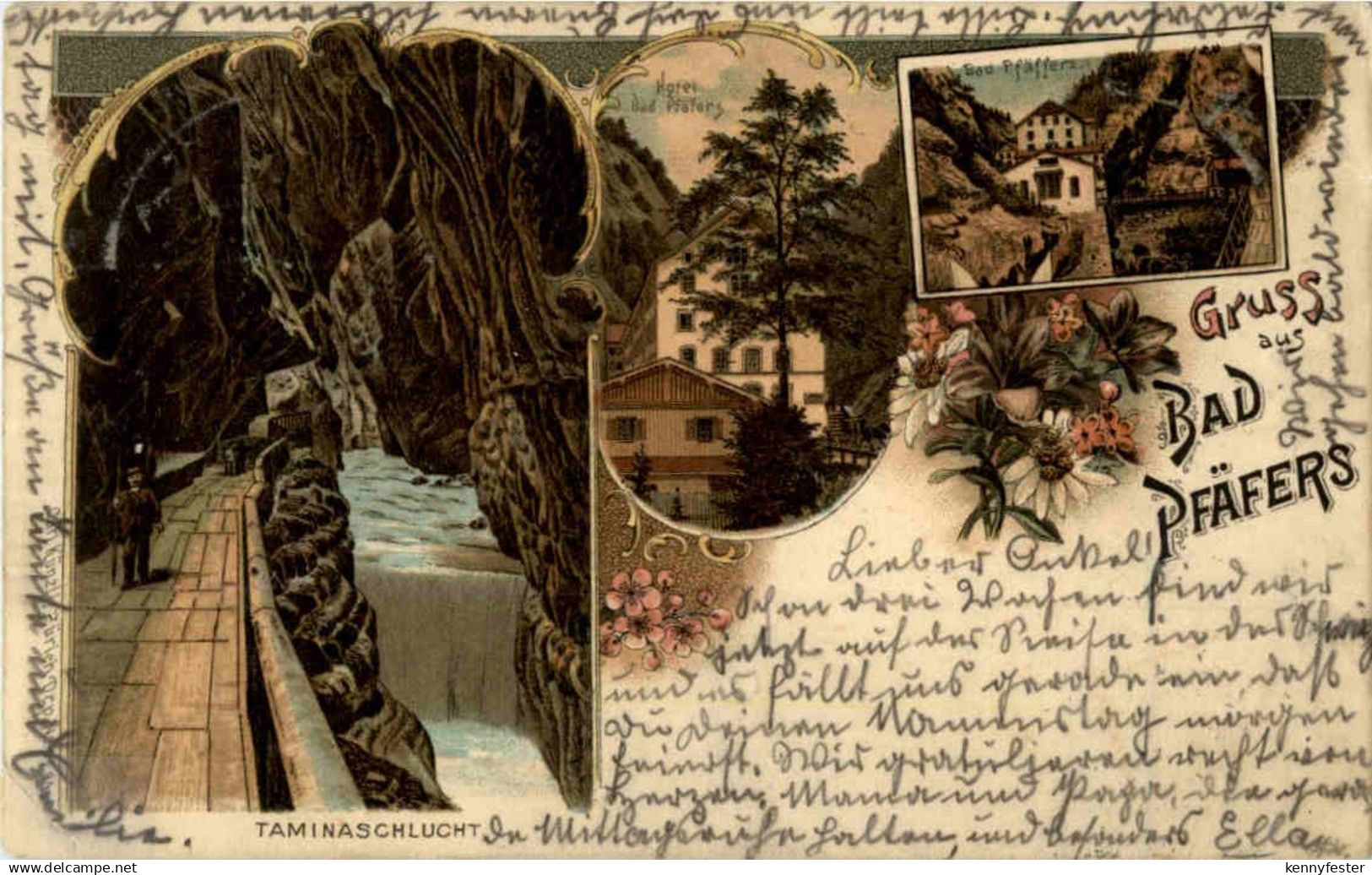 Gruss aus Bad Pfäfers - Litho