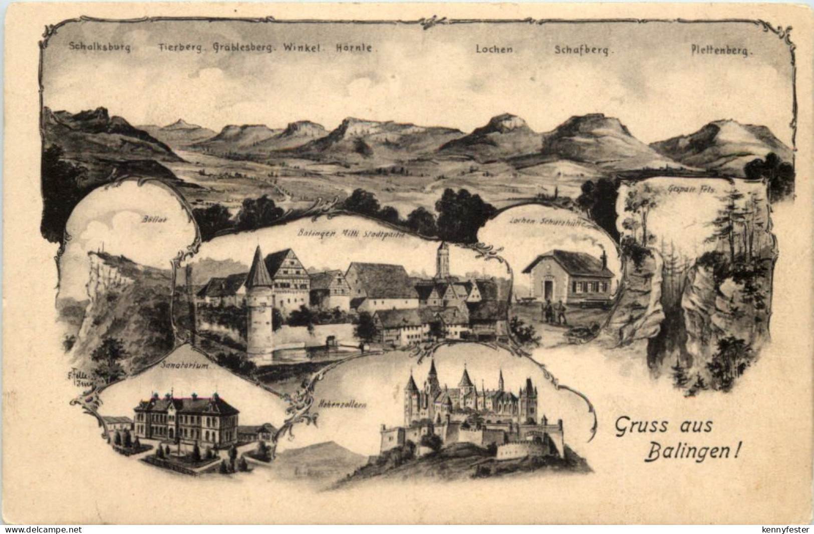 Gruss aus Balingen - Künstler-AK Eugen Felle