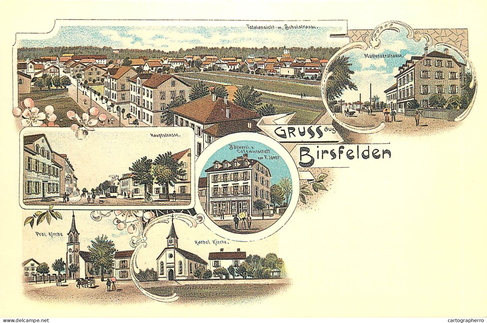 Gruss aus Birsfelden repro modern postcard